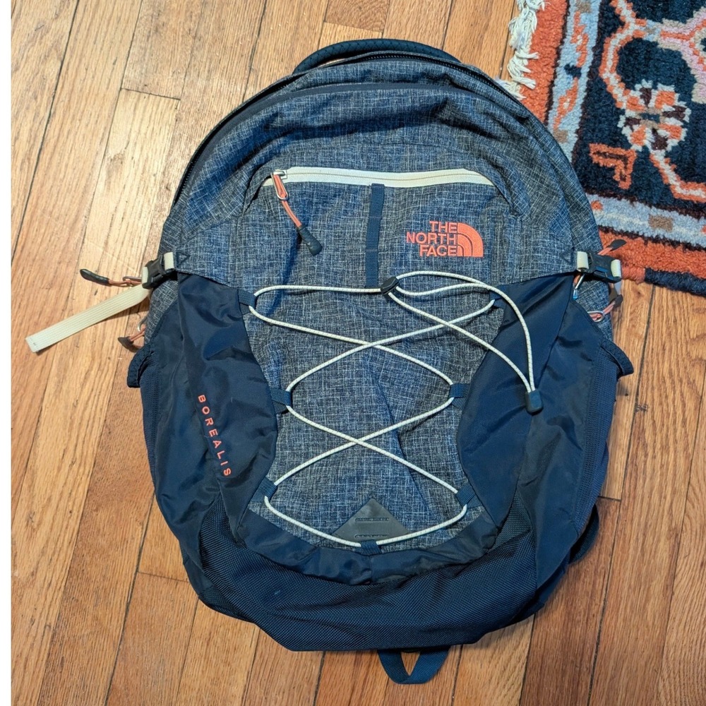 The North Face Borealis Backpack Blue Heather Orange Trim Laptop Bag